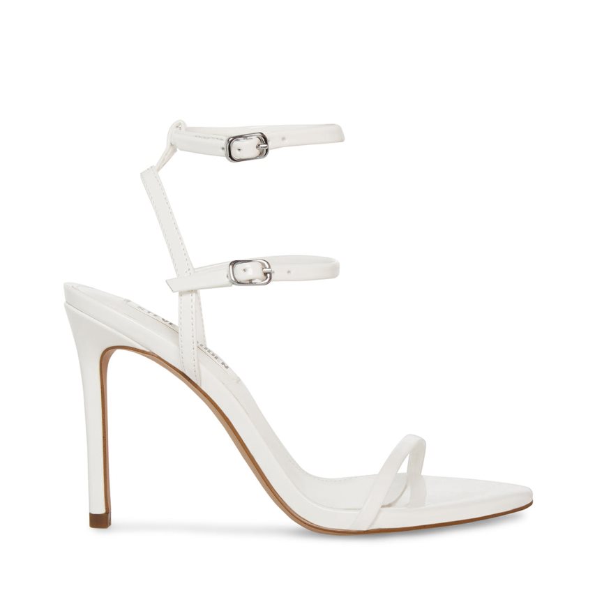 White Steve Madden Theresa Patent Women\'s Heels Sandals | PH 7254WXU